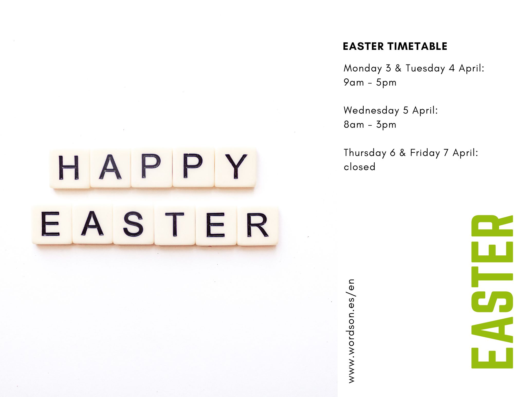 Translation Easter Timetable